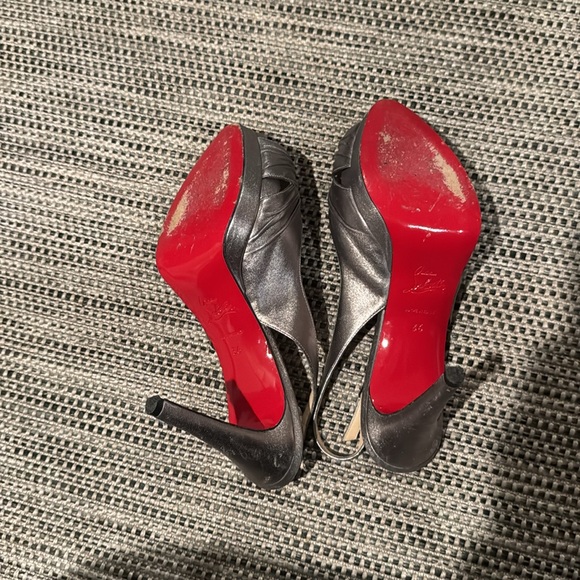 Christian Louboutin metallic slingback open toe platform heel sandal - Picture 6 of 9